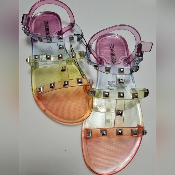 Steve Madden Other - Steve Madden JJAM Jelly Rainbow Clear Sandal Size 4 Girl's NWOB New